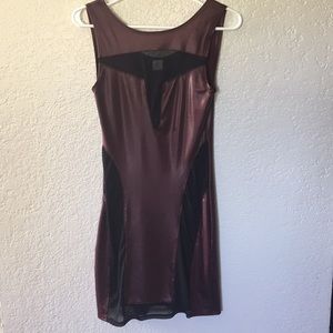 Maroon/burgundy faux leather mesh cut out mini
